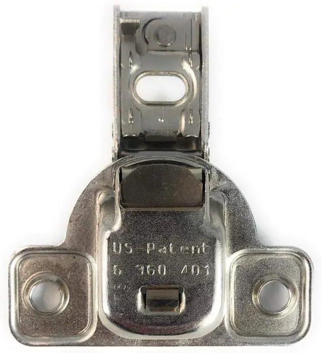 Alt view image 4 of 4 - E-Centra Nickel-Plated Metal 106-degree 9/16-inch Overlay Screw-on Face Frame Hinge with 2 Cams (2)