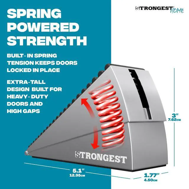 Alt view image 2 of 7 - Stoppers for Bottom of Door Heavy Duty Metal Rubber Door Stopper, Non-Slip Door Stop for Heavy Doors, Works on Wood, Tile & Carpet Floors, Folding Chrome 1 PC + White Wall Protectors