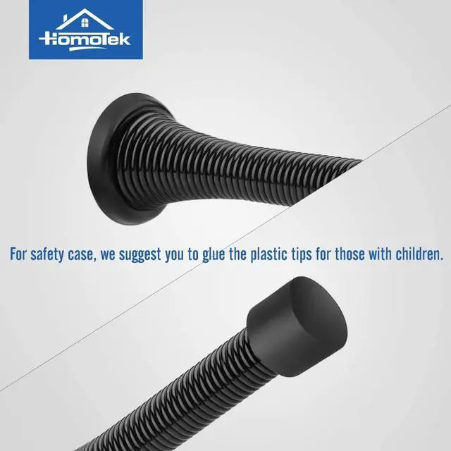 Alt view image 5 of 7 - 20 Pack Black Spring Door Stops,3-1/8" Heavy Duty Door Stop - Flexible Spring Door Stopper with Low Mounted Black Rubber Bumper Tips