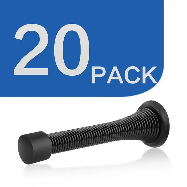 Alt view image 7 of 7 - 20 Pack Black Spring Door Stops,3-1/8" Heavy Duty Door Stop - Flexible Spring Door Stopper with Low Mounted Black Rubber Bumper Tips