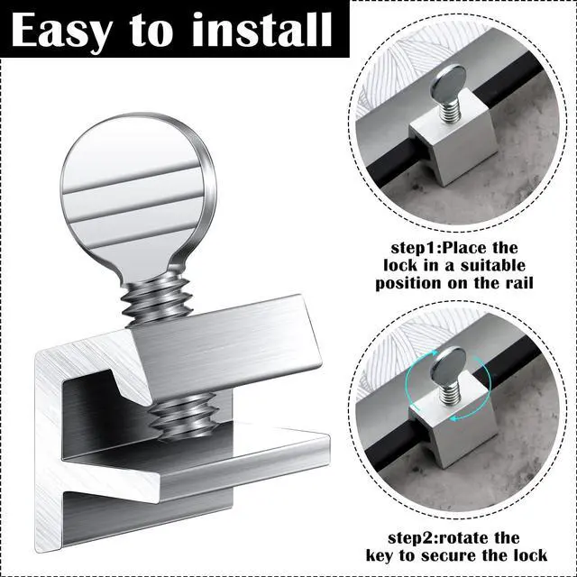 Alt view image 3 of 6 - 25 Sets Sliding Window Locks Security Safety Locks with Key | Aluminum Metal Adjustable up and Down Window Sliding Stopper Proof Easy to Install Without Drilling for Home Door Patio Guard