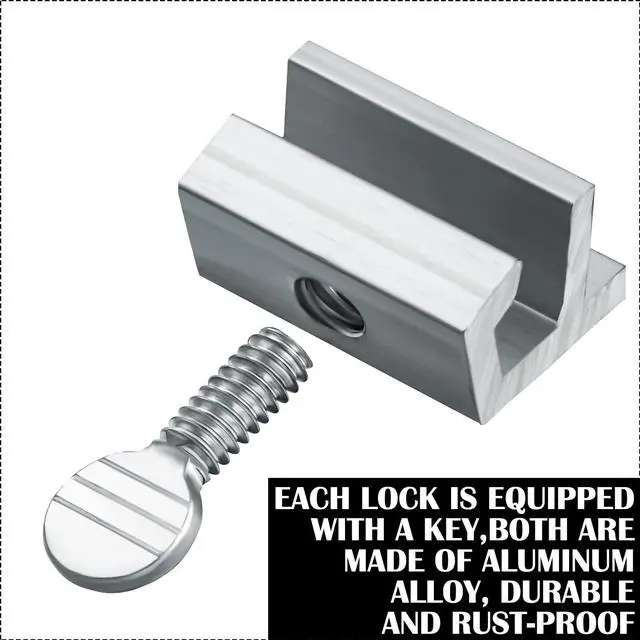 Alt view image 5 of 6 - 25 Sets Sliding Window Locks Security Safety Locks with Key | Aluminum Metal Adjustable up and Down Window Sliding Stopper Proof Easy to Install Without Drilling for Home Door Patio Guard