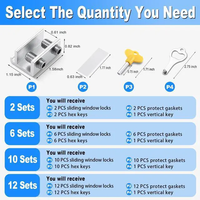 Alt view image 7 of 7 - Sliding Window Locks with Key6 Sets for Horizontal Vertica Window | Window Locks, Aluminum Stops, Sturdy Long-Lasting, Lock Closed or Ajar for Safe Ventilation Protecting Family & Pets
