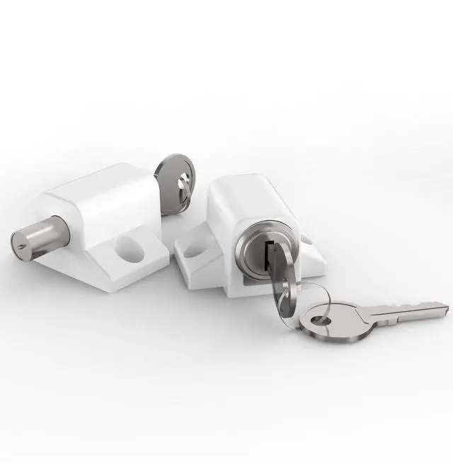 Main image of Lock, 2 Pack Sliding Door Window Lock, Push-in Key Lock, Patio Door Locks for Home Office Classroom (White)