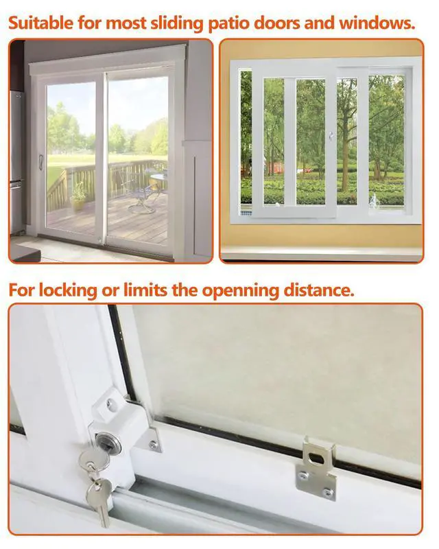 Alt view image 5 of 6 - Lock, 2 Pack Sliding Door Window Lock, Push-in Key Lock, Patio Door Locks for Home Office Classroom (White)