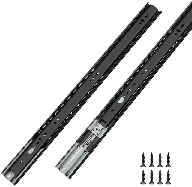 Main image of 1 Pair Black Soft Close Drawer Slides 12 Inch Heavy Duty Runners | 1.2mm Electro-Coated Steel;100lb Capacity 9.76 Inch Extension;Smooth Ball Bearing Cabinet Glides;Easy Side Mount Setup