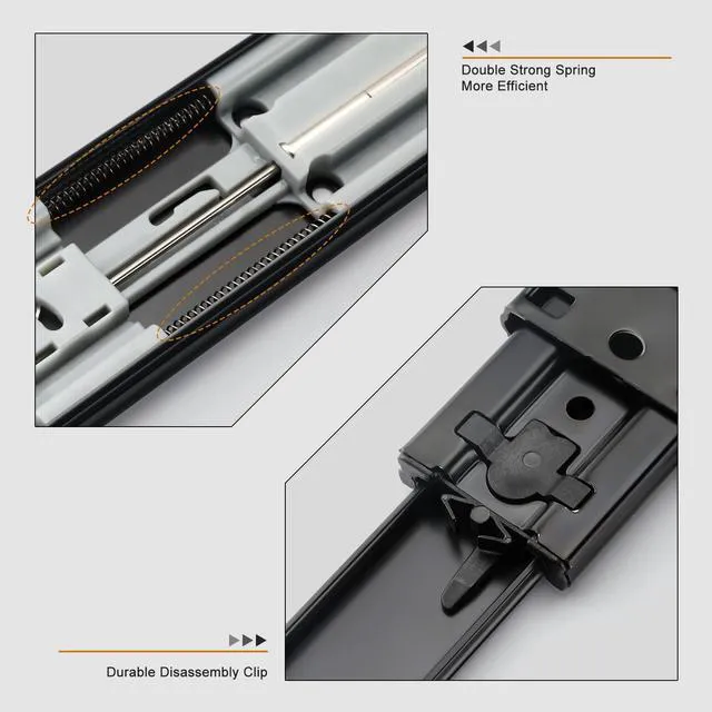 Alt view image 4 of 6 - 1 Pair Black Soft Close Drawer Slides 12 Inch Heavy Duty Runners | 1.2mm Electro-Coated Steel;100lb Capacity 9.76 Inch Extension;Smooth Ball Bearing Cabinet Glides;Easy Side Mount Setup