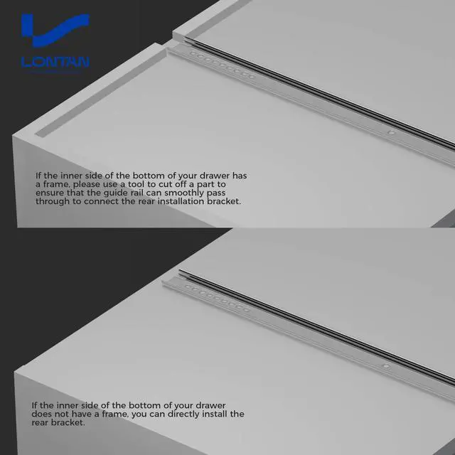 Alt view image 5 of 7 - 1 Pcs Center Mount Drawer Slides 14 Inch Bottom Mount Drawer Rails | Heavy Duty 50lb Capacity Cold Rolled Steel; 3/4 Extension; Smooth Ball Bearing Glides Track; Cabinet Replacement Hardware