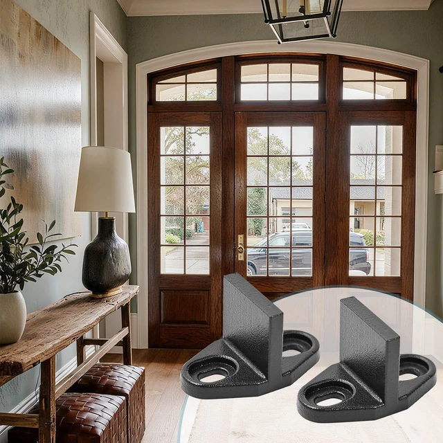 Alt view image 6 of 7 - 2-Pack Barn Door Floor Guides, T-Style | T-shaped base; adjustable height; anti-jump support; stabilizes sliding barn doors