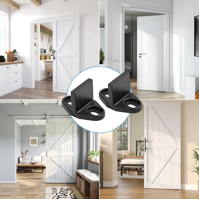 Alt view image 7 of 7 - 2-Pack Barn Door Floor Guides, T-Style | T-shaped base; adjustable height; anti-jump support; stabilizes sliding barn doors