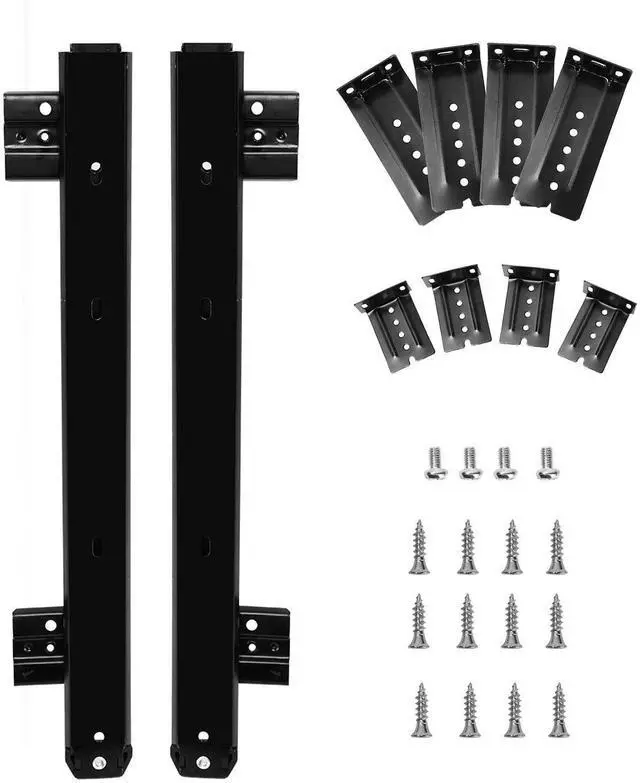 Main image of 2 PCS 14 Inch Under Desk Keyboard Tray Rails Slides, Adjustable Height Heavy Duty Ball Bearing Keyboard Mount Track, Black