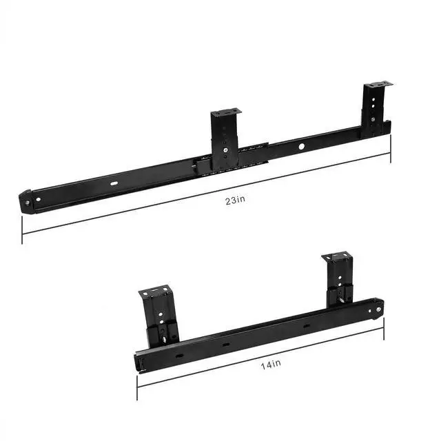 Alt view image 5 of 7 - 2 PCS 14 Inch Under Desk Keyboard Tray Rails Slides, Adjustable Height Heavy Duty Ball Bearing Keyboard Mount Track, Black