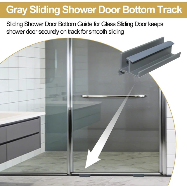 Alt view image 5 of 7 - Gray Sliding Shower Door Bottom Guide for 3" Long x 1-3/8" Wide Glass Sliding Shower Doors, Sliding Shower Door Bottom Track Fits Glass Thickness: 5/16" and 1/4" (1 Pack)