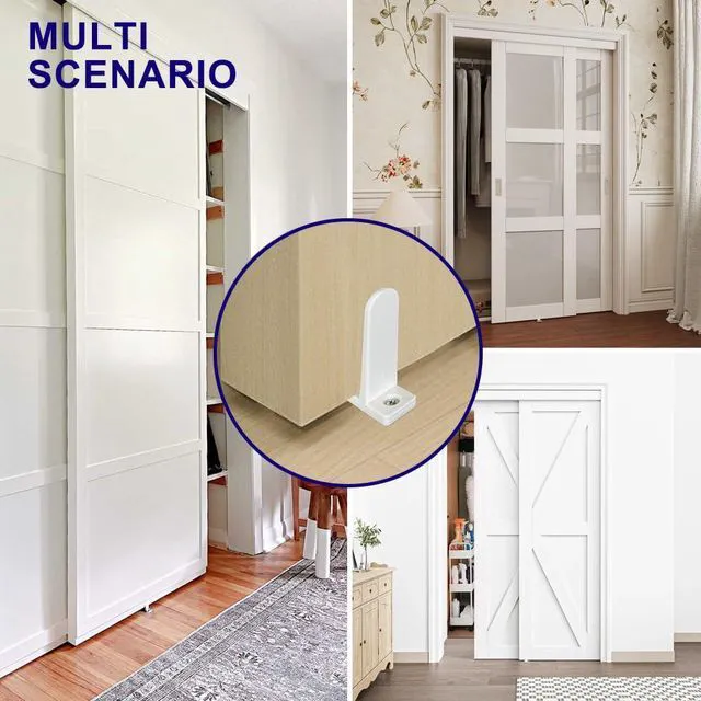 Alt view image 5 of 5 - Sliding Closet Door Floor Guide, ABS Sliding Closet Door Hardware for 1-3/8" Thick Door, White Closet Door Guides for Cabinet Floor with Screws, 4 Packs