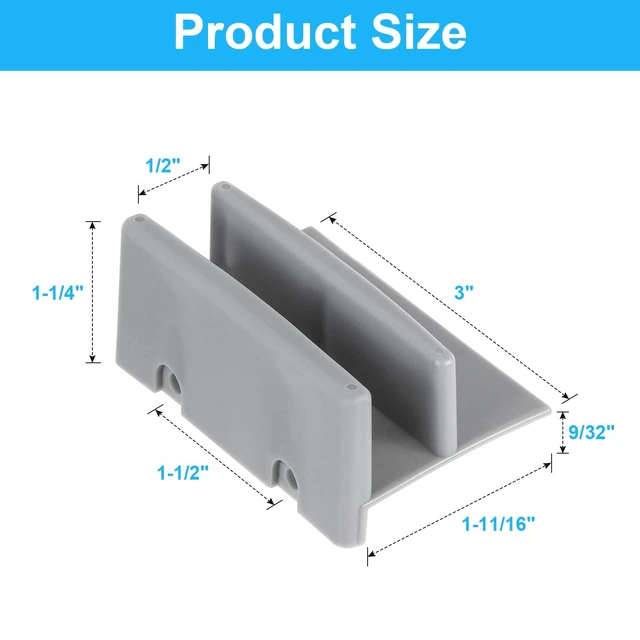 Alt view image 2 of 7 - M6192 Sliding Shower Door Bottom Track, 1/2-inch Groove, for 7/16-inch Thick Sliding Shower Doors (Gray, 2-Piece Set)