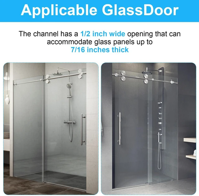 Alt view image 6 of 7 - M6192 Sliding Shower Door Bottom Track, 1/2-inch Groove, for 7/16-inch Thick Sliding Shower Doors (Gray, 2-Piece Set)