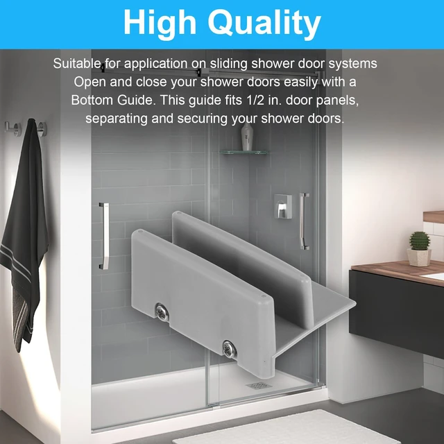 Alt view image 7 of 7 - M6192 Sliding Shower Door Bottom Track, 1/2-inch Groove, for 7/16-inch Thick Sliding Shower Doors (Gray, 2-Piece Set)