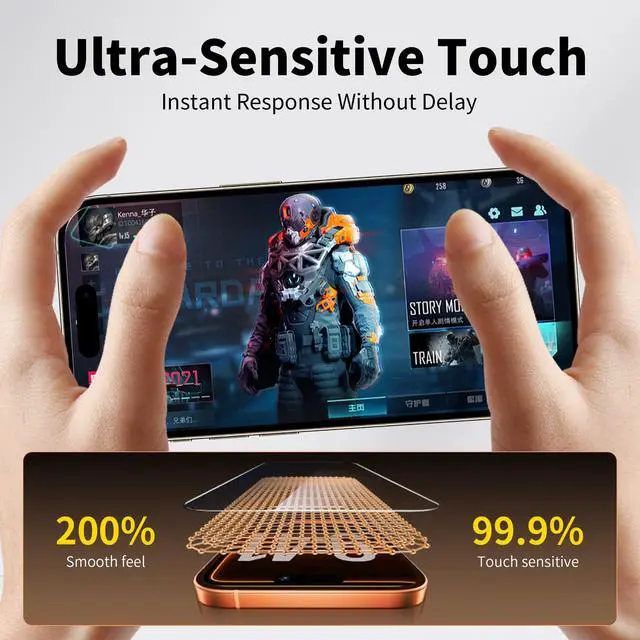 Alt view image 6 of 6 - 3 Pack Screen Protector for iPhone 17 Pro Max Tempered Glass | 9H Military-Grade Film No Bubble 6.9'' Full Coverage, Case Friendly