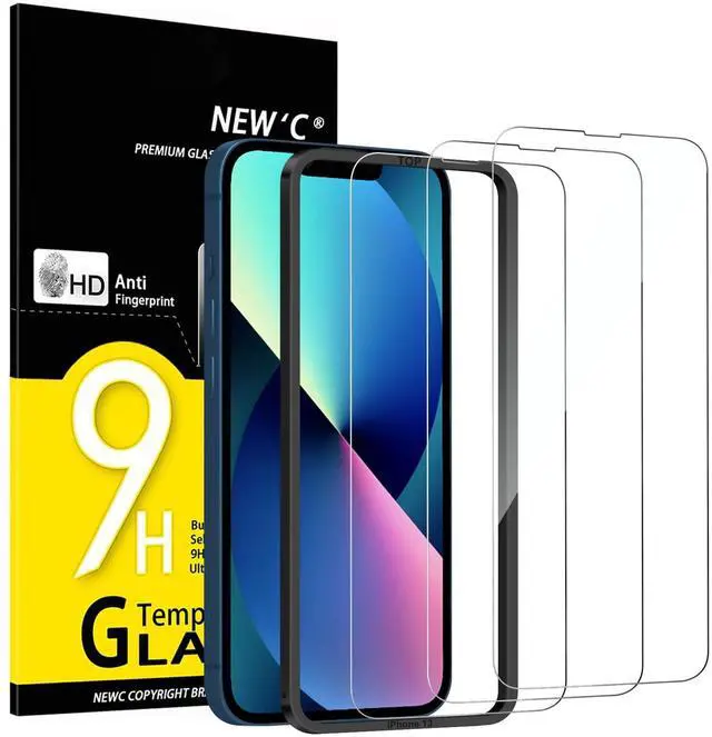 Main image of iPhone 14/13/13 Pro Screen Protector Installation Tool Included | 3 Pack, HD Clear, Easy Installation Tool Included, Tempered Glass, 9H Hardness, Scratch Resistant, Bubble Free