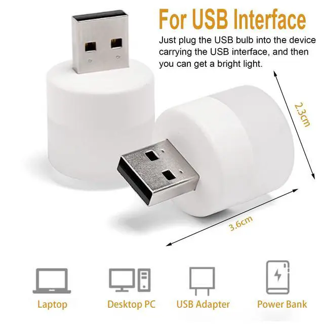 Alt view image 3 of 5 - USB Night Light, LED Mini Light Bulb, Plug in Night Light, Small Night Lights, Warm White, USB Light Bulb for Bedroom, Bathroom, Hallway, Nursery, Kitchen, Car Tiny Light 6PS (6 White)