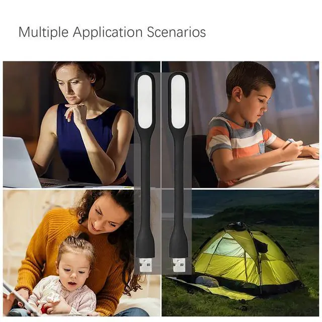 Alt view image 2 of 3 - Mini USB Light, Portable Book Reading Lamp with 6 LEDs Protect Eyesight, USB Powered for Power Bank Computer Laptop Flexible Bendable Night Light-2 Pack (Black)