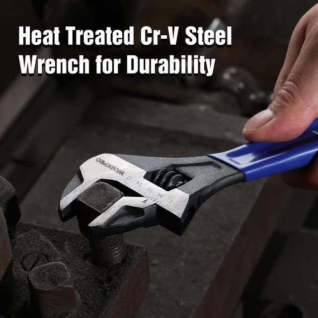 Alt view image 6 of 7 - 8-Inch Adjustable Wrench, Cr-V Steel Wide Jaw Black Oxide Wrench | Metric & SAE Scales,Ideal for Home Repairs, Garage, Workshop and DIY Applications
