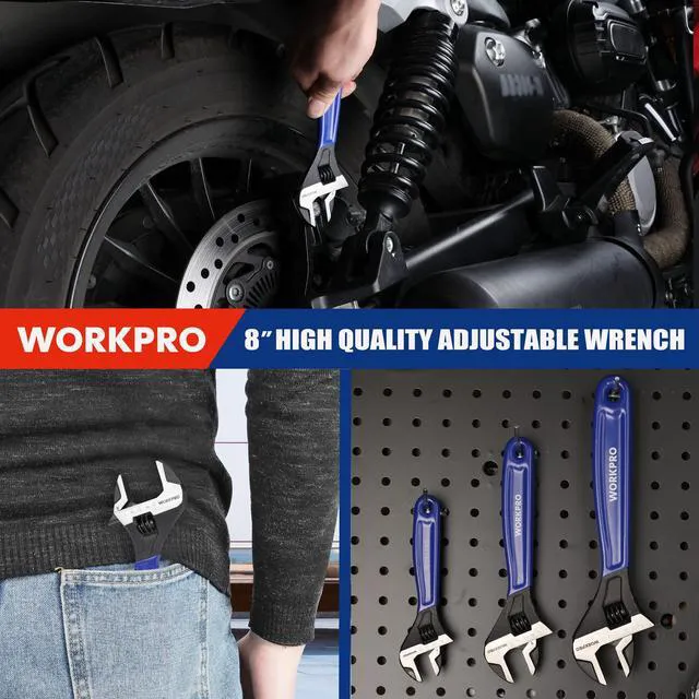 Alt view image 7 of 7 - 8-Inch Adjustable Wrench, Cr-V Steel Wide Jaw Black Oxide Wrench | Metric & SAE Scales,Ideal for Home Repairs, Garage, Workshop and DIY Applications