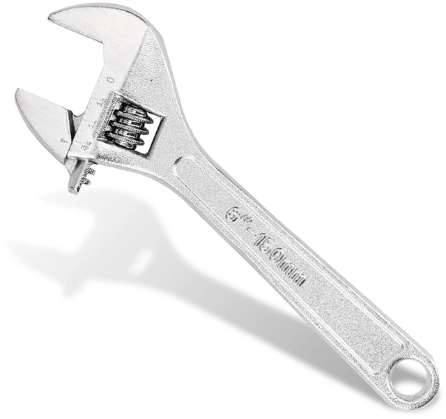 Main image of 6 Inch Adjustable Wrench, Compact Carbon Steel with Deep-Engraved SAE/Metric Scales for DIY, Bike Repair & Home Projects