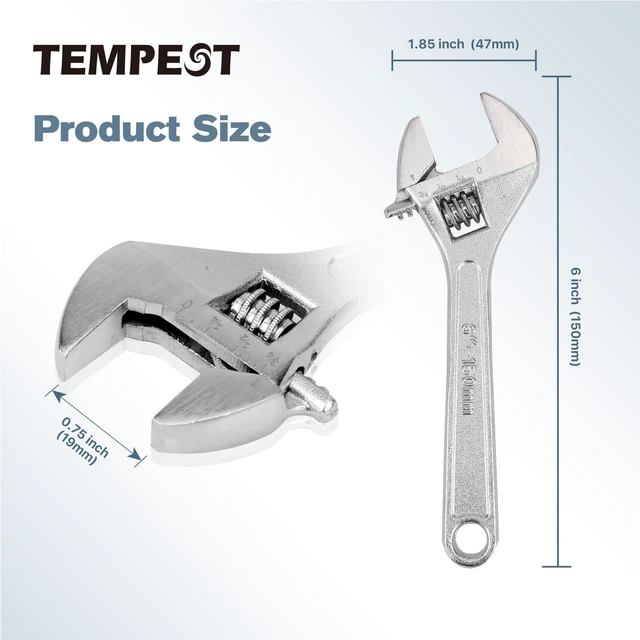 Alt view image 3 of 7 - 6 Inch Adjustable Wrench, Compact Carbon Steel with Deep-Engraved SAE/Metric Scales for DIY, Bike Repair & Home Projects