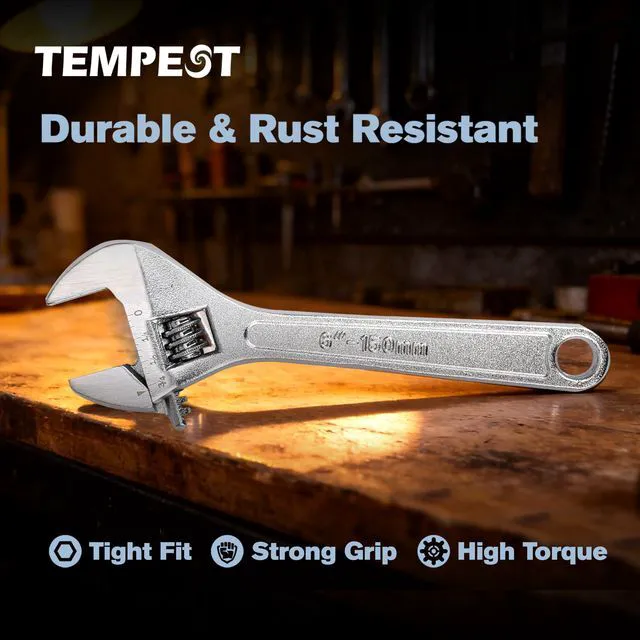 Alt view image 2 of 7 - 6 Inch Adjustable Wrench, Compact Carbon Steel with Deep-Engraved SAE/Metric Scales for DIY, Bike Repair & Home Projects