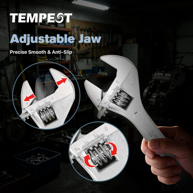 Alt view image 4 of 7 - 6 Inch Adjustable Wrench, Compact Carbon Steel with Deep-Engraved SAE/Metric Scales for DIY, Bike Repair & Home Projects