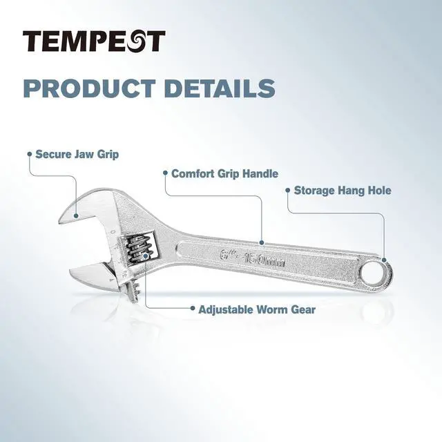 Alt view image 6 of 7 - 6 Inch Adjustable Wrench, Compact Carbon Steel with Deep-Engraved SAE/Metric Scales for DIY, Bike Repair & Home Projects