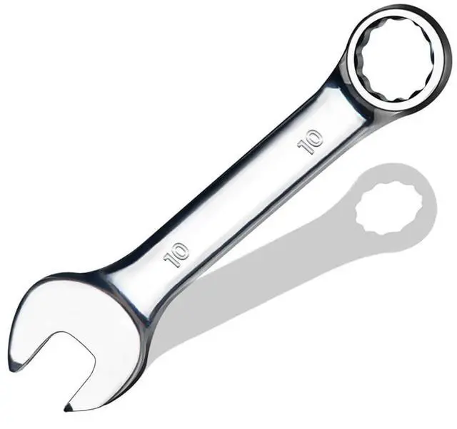 Main image of 10 mm Metric Stubby Combination Wrench, CR-V Steel with Mirror Polish, 12-Point Design, 15-Degree Offset, Perfect for Auto Repair, Household, Car & Truck Emergency