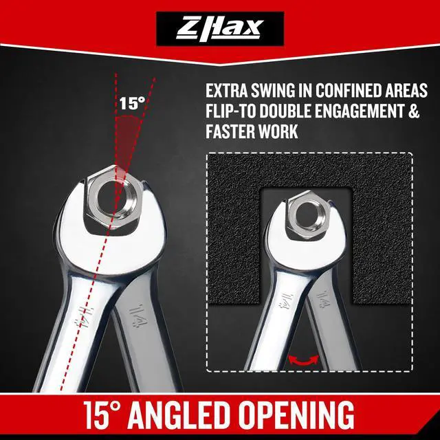 Alt view image 4 of 7 - 14mm Metric Stubby Combination Wrench, 12 Point Box End, 15 Degree Offset Design, Mirror Polish Finish, Forged CR V Steel, Hand Tools for Mechanics, Ideal for Auto and Home Repair