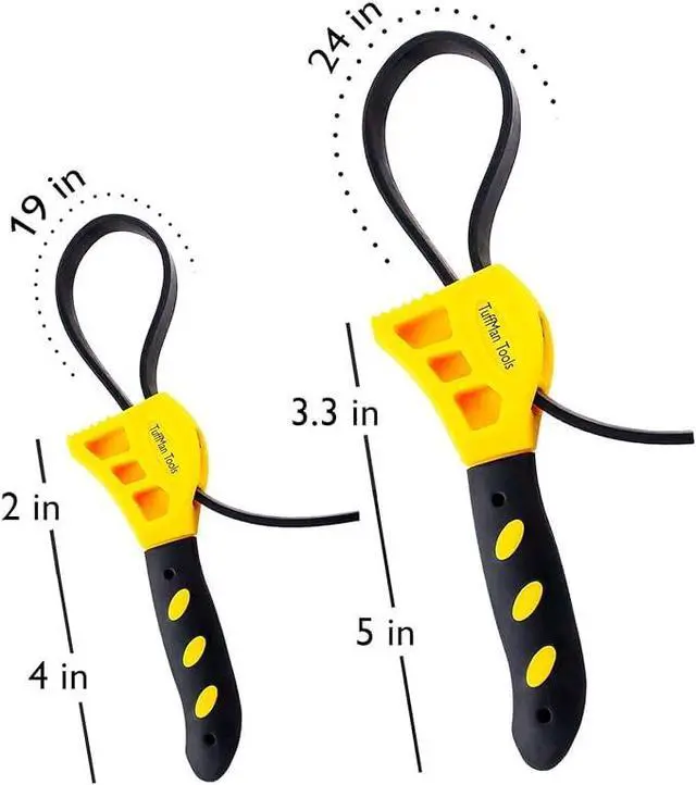 Alt view image 4 of 7 - Strap Wrench Set, Adjustable Rubber Strap Oil Filter Removal Tool Fits 14 Filters for Automotive & Plumbing - Set of 2