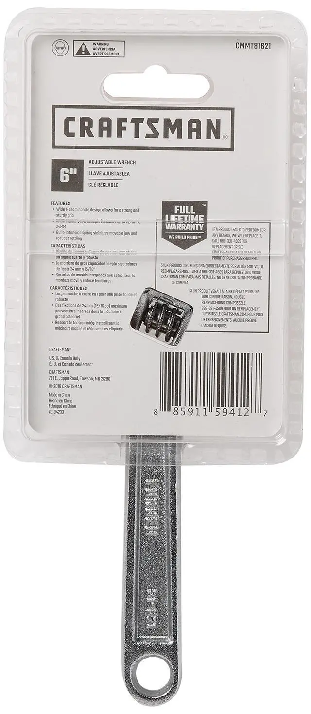 Alt view image 3 of 6 - Adjustable Wrench, 6-Inch (CMMT81621)