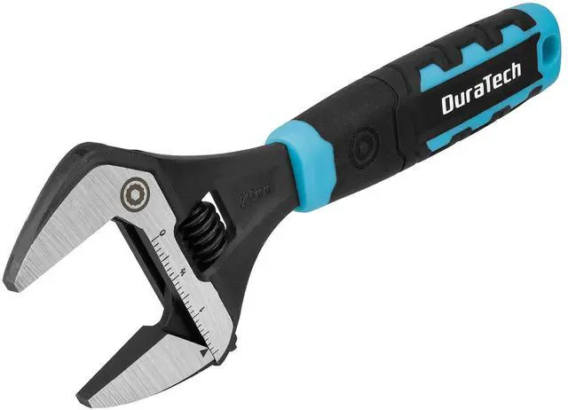 Main image of 8-Inch Wide Jaw Adjustable Wrench | CR-V Steel, SAE and Metric Scale Marked, Ergonomic Grip