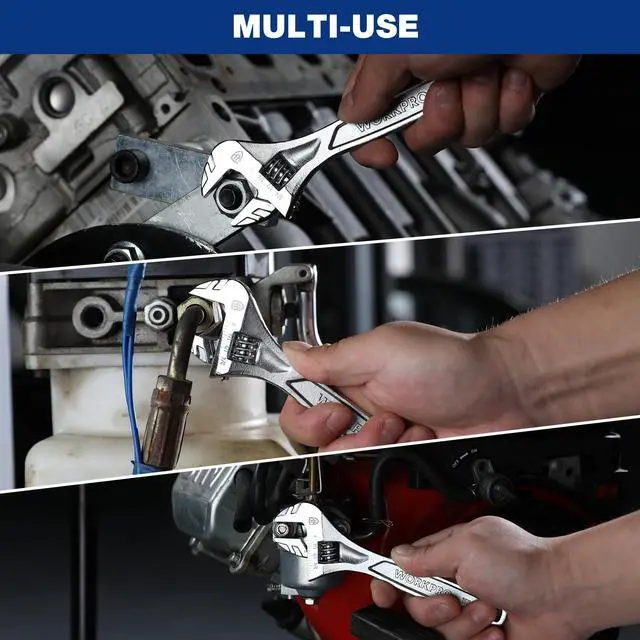 Alt view image 7 of 7 - 6" Adjustable Wrench, Cr-V Steel, Chrome Plated Finish | SAE & Metric Scales, Precision Jaw, Smooth Worm Gear, Ergonomic Grip for DIY, Auto Repair, Plumbing and Home Repairs