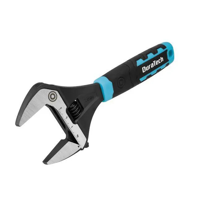 Main image of 10-Inch Wide Jaw Adjustable Wrench | Plumbing Wrench, CR-V Steel, SAE and Metric Scale Marked, Ergonomic Grip