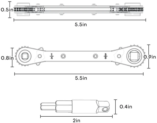 Alt view image 7 of 7 - HVAC Service Wrench, Refrigeration Ratcheting Wrench 3/8 1/4 5/16'' 3/16'' AC Wratchet Tool with Hex Bit Adapter for Air Conditioning, Refrigeration Equipment, Gas Furnace