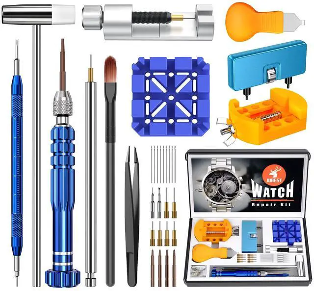 Main image of Watch Repair Kit for Battery Replacement & Link Removal, Resizing &Opener, Watch Repair and Cleaning Screwdriver Set, Wrench Back Remover, Spring Bar Tool