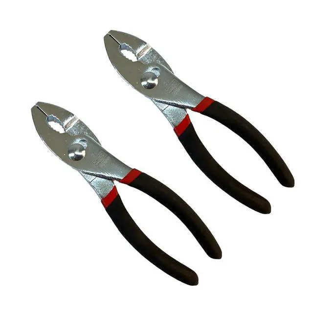 Main image of Slip Joint Pliers 6 (Pack of 2) - Heavy Duty Carbon Steel with Rubber Grip Handle - Fine Grip Teeth in Front and Coarse Teeth in Back - Rust Resistant Finish