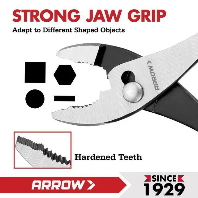 Alt view image 3 of 7 - 8" Slip Joint Pliers, Pliers Tool with Thick Dip-Grip Handle | Strong Grip Jaws, High Carbon Steel, Pliers for Gripping, Loosening Nuts and Bolts, Cutting Steel Wire