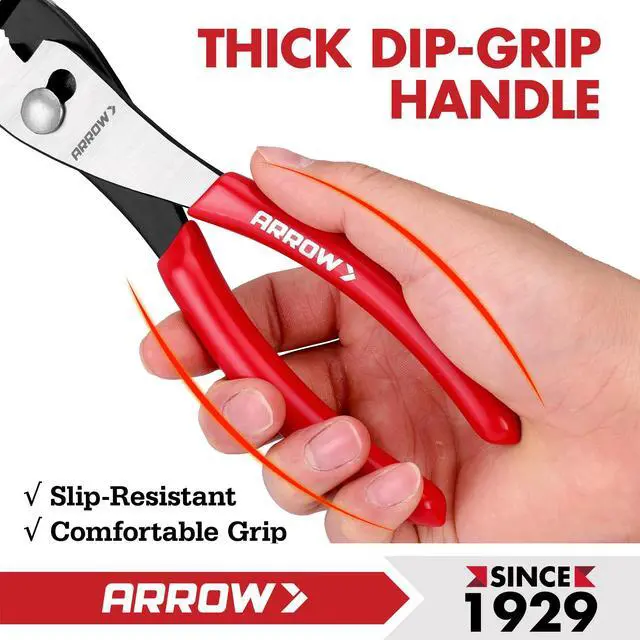 Alt view image 5 of 7 - 8" Slip Joint Pliers, Pliers Tool with Thick Dip-Grip Handle | Strong Grip Jaws, High Carbon Steel, Pliers for Gripping, Loosening Nuts and Bolts, Cutting Steel Wire
