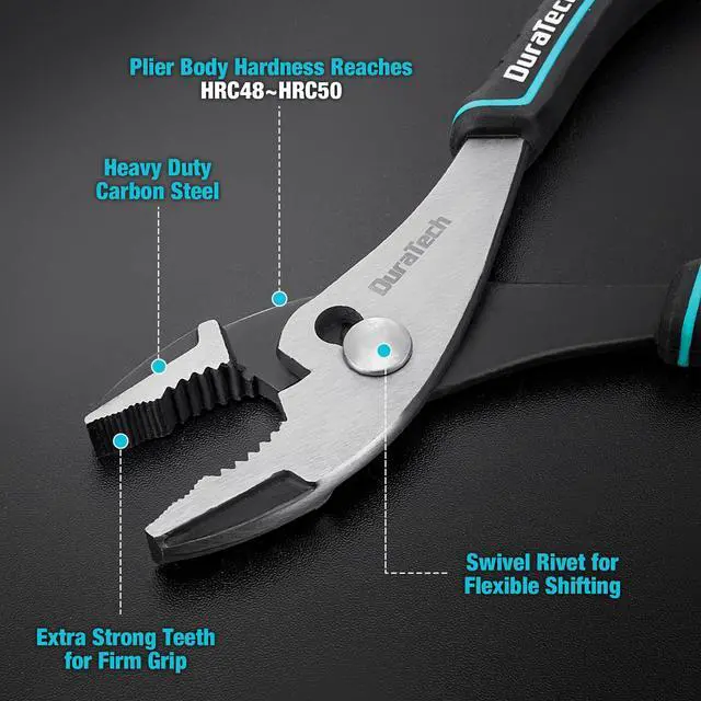 Alt view image 5 of 7 - 8 Inch Slip Joint Pliers, Pliers Tool with Comfortable TPR Handle | High Carbon Steel, Strong Sharp Teeth, Pliers for Tightening, Loosening and Gripping Nuts and Bolts