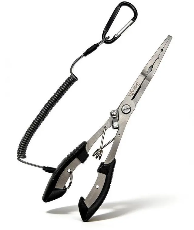 Main image of Professional 8.4 Fishing Plier with Safety Lock and Anti Loss Rope | Multi-function long nose hook remover, line cutter, crimper; rustproof stainless steel for saltwater & freshwater fishing