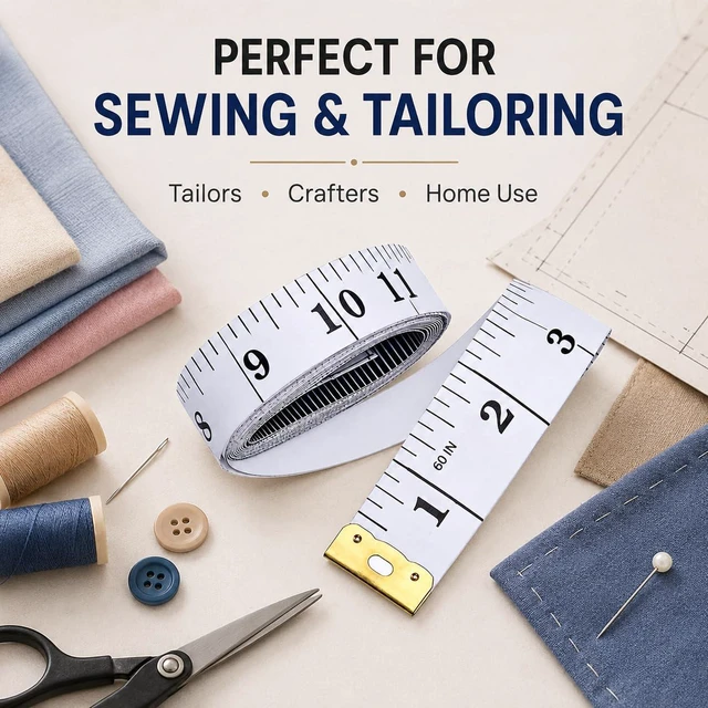 Alt view image 5 of 7 - 120-Inch Soft Measuring Tape, Dual-Sided Inches and Centimeters, White | Measuring Tool