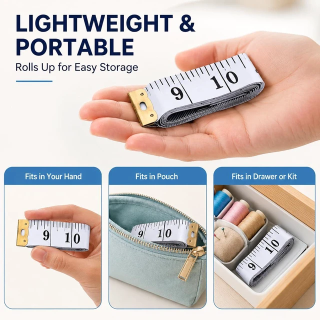 Alt view image 6 of 7 - 120-Inch Soft Measuring Tape, Dual-Sided Inches and Centimeters, White | Measuring Tool