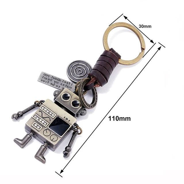 Alt view image 2 of 6 - Funny Robot KeyChains Leather KeyRings Pendant for Car Keychains purse handbag backpack Gift (Fun Robot)