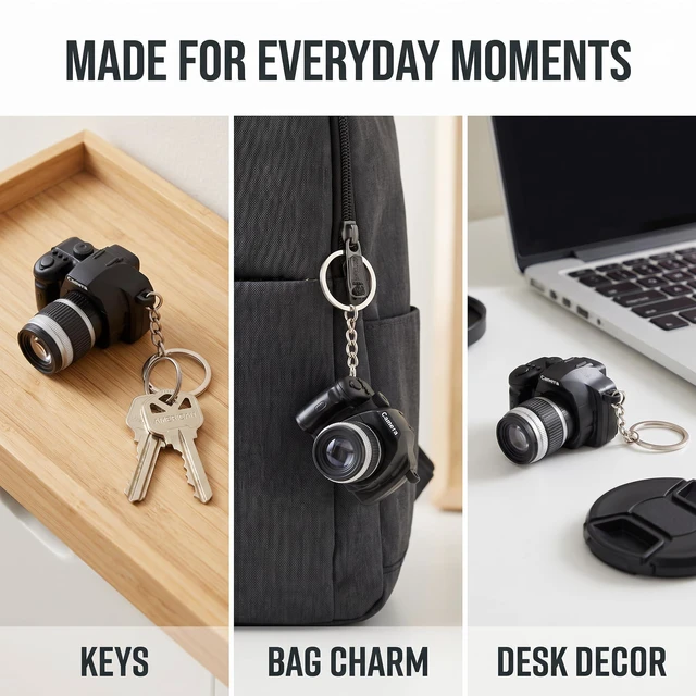 Alt view image 4 of 7 - Camera Keychain with Sound, Key Ring Decor Bag Wallet Pendant, Mini Camera Design Keychain Cute Novelty Ring Child Toy Kids Key Chain Pendant Creative Gift Key Chain Decorative